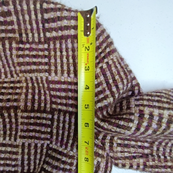 Adolfo Dominguez Brown Maroon and Cream Patterned Fuzzy Wool Jacket Size 44 (8) - Picture 11 of 13
